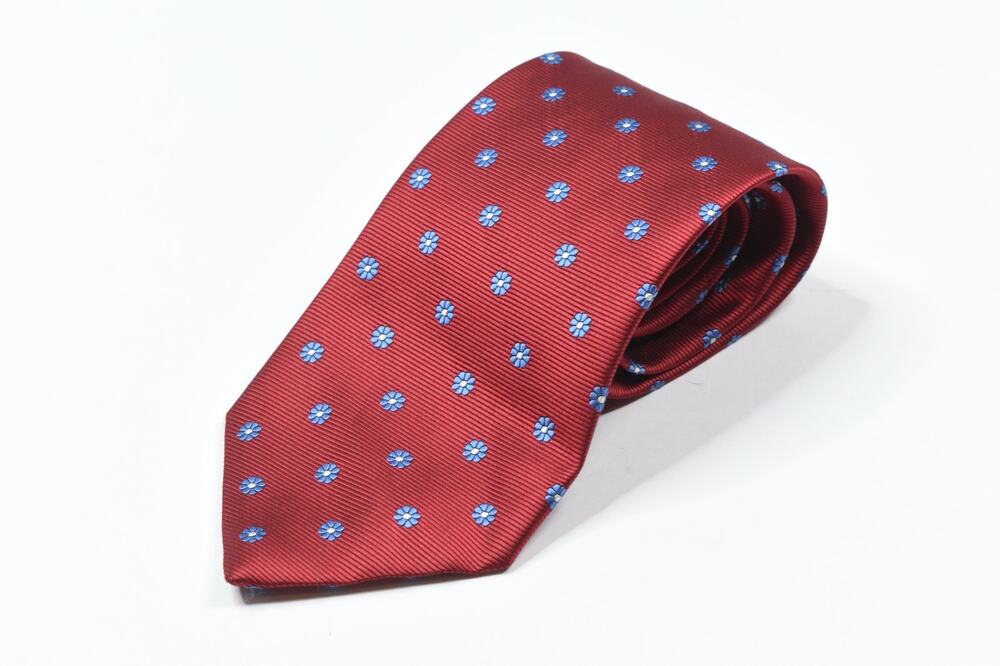 Brooks Brothers 346 Neck Tie Mens Red Blue Floral 100% Silk Classic
